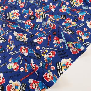 スーパーマリオ マリオ総柄 オックス 50cm単位 | 切売り 切り売り 生地 布 布地 コットン100％ キャラクター