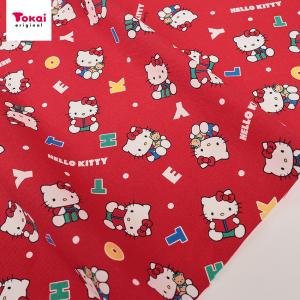 生地 布 サンリオ ハローキティ アルファベット レッド オックス 50cm単位 | 切売り 切り売り 布地 キャラクター かわいい