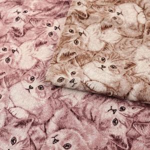 猫柄 綿麻キャンバス 50cm単位｜切売り 切り売り 生地 布 布地 ねこ 猫 ネコ キャット 密集 動物柄 アニマル柄 かわいい