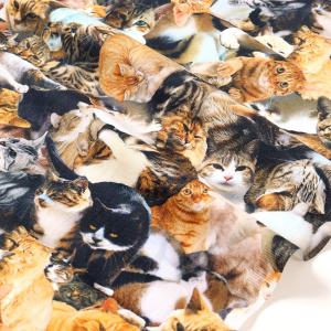 福福 唐草ねこ サザンクロス 50cm単位 | 切売り 切り売り 生地 布 布地
