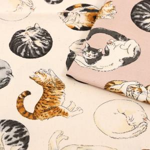 猫三昧 綿麻キャンバス 50cm単位｜切売り 切り売り 生地 布 布地