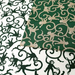 唐草MONKEY スケア 50cm単位 | 切売り 切り売り 生地 布 布地 コットン100％ 和柄 和調 和風 伝統 模様 文様 からくさ さる 猿 モンキー おさるさん