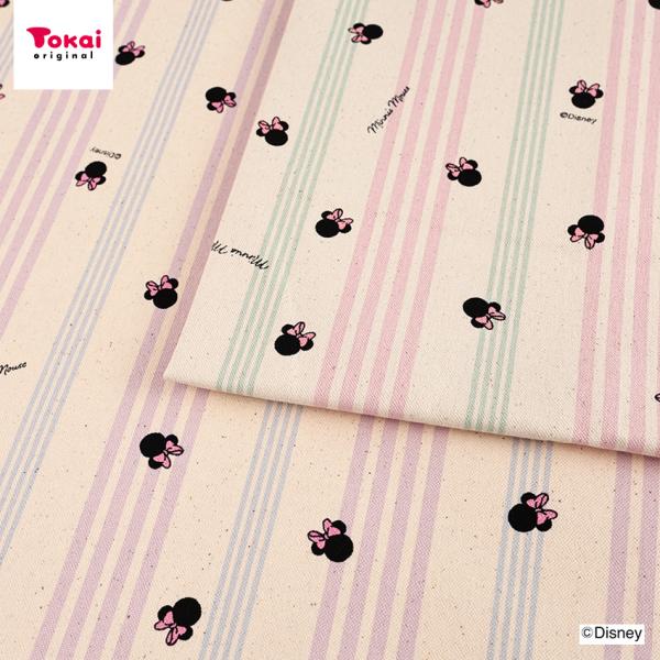 ディズニー ミニー ストライプ柄 11号帆布 50cm単位 | 切売り 切り売り 生地 布 布地 コ...