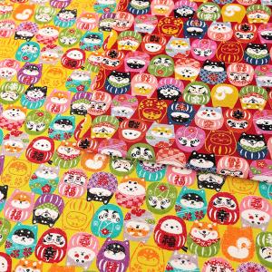 わんこだ和 だるまだワン スケア 50cm単位 | 切売り 切り売り 生地 布 布地 コットン100％ イヌ いぬ 犬 ドッグ ワンコ スケア プリント かわいい