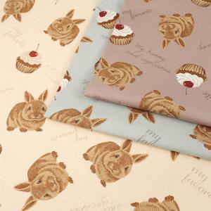 My bunny&cupcakes オックス 50cm単位 | 切売り 切り売り 生地 布 布地 コットン100％ うさぎ ウサギ ラビット カップケーキ マフィン スイーツ かわいい