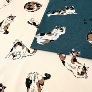 ねこ柄 オックス 50cm単位 | 切売り 切り売り 生地 布 布地 コットン100％ 猫 ネコ キャット ニャンコ にゃんこ みけねこ 動物柄 アニマル柄 かわいい ネッコ