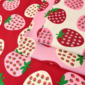フルーツ in フルーツ イチゴ オックス 50cm単位 | 切売り 切り売り 生地 布 布地 ストロベリー 苺 果物