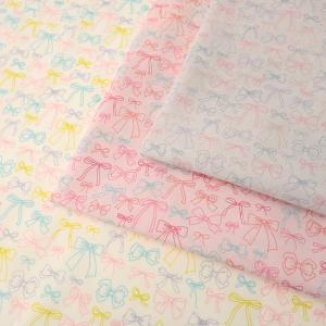 プチリボン 顔料プリント スケア 50cm単位 | 切売り 切り売り 生地 布 布地 薄手 薄地 コットン100％