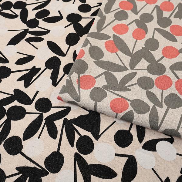 Cherry POM POM 綿麻キャンバス 50cm単位 | 切売り 切り売り 生地 布 布地 コ...