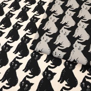 NEKOちどり オックス 50cm単位 | 切売り 切り売り 生地 布 布地 コットン100％ 千鳥柄 ねこ ネコ かわいい