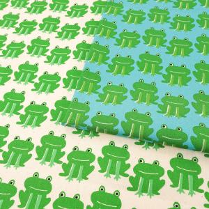 ぴょこっとKAERU オックス 50cm単位 | 切売り 切り売り 生地 布 布地 コットン100％ かえる カエル