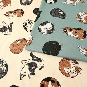 猫柄 オックス 50cm単位 | 切売り 切り売り 生地 布 布地 ねこ ネコ キャット かわいい コットン100％