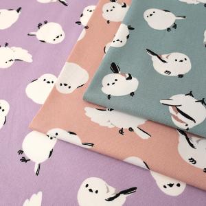 シマエナガ柄 オックス 50cm単位 | 切売り 切り売り 生地 布 布地 普通地 丈夫 コットン100％ 鳥柄 小鳥