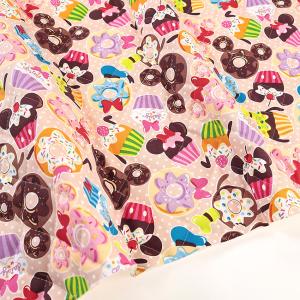 ディズニー ミッキー＆フレンズ スイーツ柄 オックスキルト 50cm単位 | 切売り 切り売り 生地 布 布地 キャラクター 入園 入学 キルティング生地