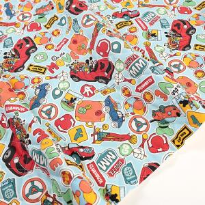 ディズニー ミッキー＆フレンズ のりもの柄 オックスキルト 50cm単位 | 切売り 切り売り 生地 布 布地 キャラクター 入園 入学 キルティング生地