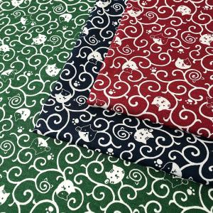 福福 唐草ねこ サザンクロス 50cm単位 | 切売り 切り売り 生地 布 布地 コットン100％ 唐草模様 ドビー