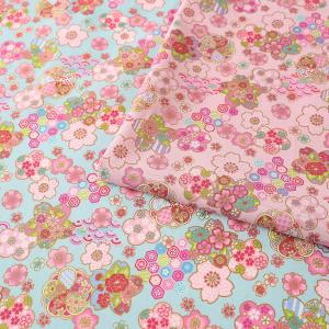 和柄 金ラメ桜柄 シーチング 50cm単位 | 切売り 切り売り 生地 布 布地 コットン100％ 和調 和テイスト
