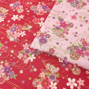 和柄 金ラメ毬柄 シーチング 50cm単位 | 切売り 切り売り 生地 布 布地 コットン100％ 和調 和テイスト