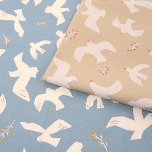 LE DEPART 鳥柄 オックス 50cm単位 | 切売り 切り売り 生地 布 布地 コットン100％ かわいい とり トリ