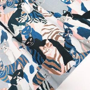 生地 布 NekoNoe Ayano Tamuro 猫ぎっしり シーチング 50cm単位 | 切売り 切り売り 布地 ねこ 猫 ネコ かわいい