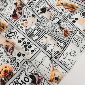 生地 布 KOMU STRADA Comicframe dogs インクジェット シーチング 50cm単位 | 切売り 切り売り 布地 かわいい おしゃれ