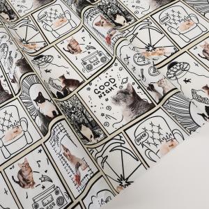 生地 布 KOMU STRADA Comicframe cats インクジェット シーチング 50cm単位 | 切売り 切り売り 布地 かわいい おしゃれ