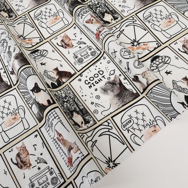 生地 布 KOMU STRADA Comicframe cats インクジェット シーチング 50c...