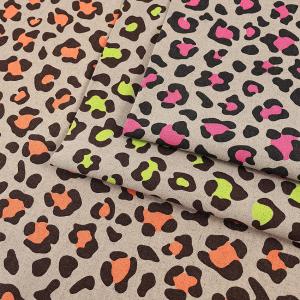 生地 布 NEON LEOPARD 綿麻キャンバス 50cm単位 | 切売り 切り売り 布地 蛍光色 蛍光カラー ネオンカラー かわいい