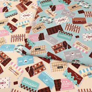 生地 布 板チョコ柄 オックス 50cm単位 | 切売り 切り売り 布地 かわいい チョコレート柄 チョコ ショコラ
