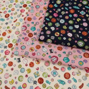 生地 布 にゃんともかわいいSEWING 猫ボタン シーチング 50cm単位 | 切売り 切り売り 布地 ねこ 猫 ネコ かわいい