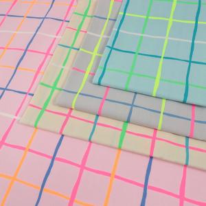 生地 布 neon Pencil Check オックス 50cm単位 | 切売り 切り売り 布地 ネオン ペンシル チェック ネオンカラー 蛍光色 蛍光カラー