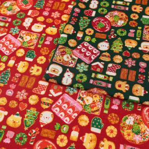 生地 布 Christmas TIME クッキー シーチング 50cm単位 | 切売り 切り売り 布地 クリスマス スイーツ柄 かわいい