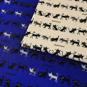 生地 布 CoCoLand 猫の行列 オックス 50cm単位 | 切売り 切り売り 布地 かわいい 猫 ねこ ネコ ココランド