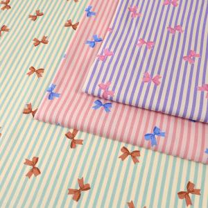 生地 布 Stripe ribbon柄 オックス 50cm単位 | 切売り 切り売り 布地 ストライプ リボン柄 かわいい