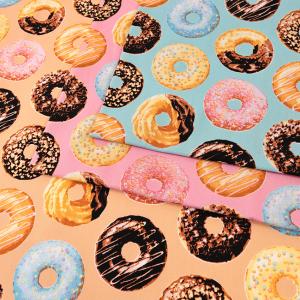 生地 布 ドーナツ柄 オックス 50cm単位 | 切売り 切り売り 布地 かわいい スイーツ ドーナッツ お菓子 食べ物 フード 柄
