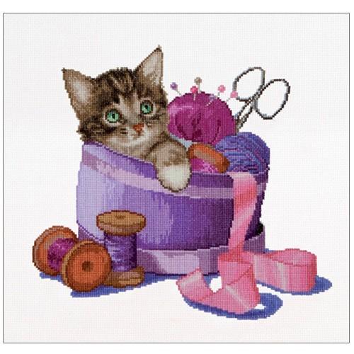 刺繍 輸入キット Thea GOUVERNEUR Kittens in Sewing Basket ...
