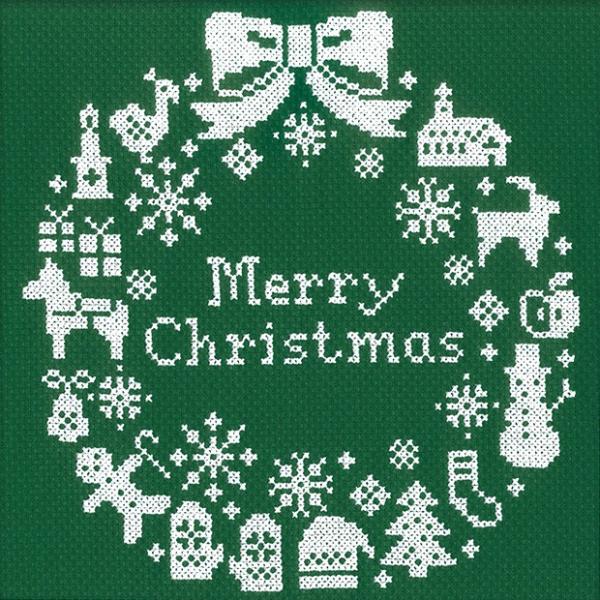 刺繍 キット オリムパス クリスマスキット クリスマスリース グリーン