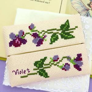 刺繍 キット オリムパス Flower Embroidery スミレのティッシュケース