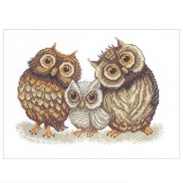 刺繍 輸入キット Charivna Family of owls （フクロウの家族）