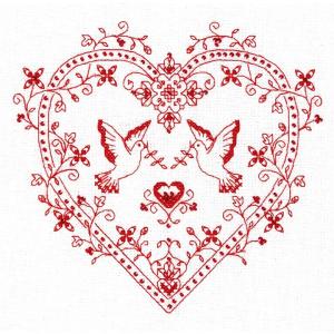 刺繍 PANNA（パンナ） Heart with Doves （鳩とハート）｜輸入キット クロスステッチ ウエディング ハート刺しゅうPUSH｜shugale1