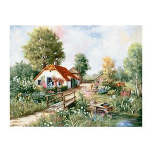 刺繍 ルーカス VILLAGE LANDSCAPE 村の風景 BU4011  農家 春 景色 アンカー刺しゅう糸使用 キット◎注目輸入刺繍◎