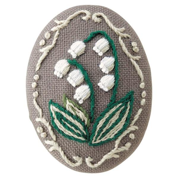 刺繍 フランス刺しゅう ブローチキット スズラン