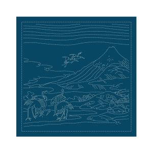 オリムパス 刺し子花ふきん 布パック 葛飾北斎 富嶽三十六景  相州梅沢左 藍 H-2095 日本製 刺し子 ふきん olympus