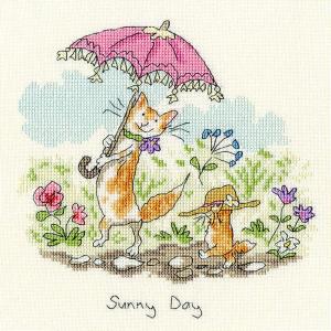 輸入刺繍キット Bothy Threads XAJ7 Sunny day 猫のお散歩 晴れた日に | 刺繍キット クロスステッチ キット ネコ ねこ 猫 お散歩｜shugale1