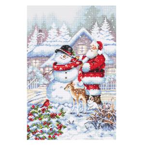 刺繍 LETISTITCH L8015 Snowman and Santa スノーマンとサンタ／クリスマス クロスステッチキット 輸入刺しゅうPUSHの商品画像