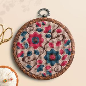 オリムパス &Botanical クレマチス 7564 ボタニカル | 初心者向き クロスステッチ 刺繍キット内径10.5cm フープ付き 4本どり 植物刺しゅう｜shugale1