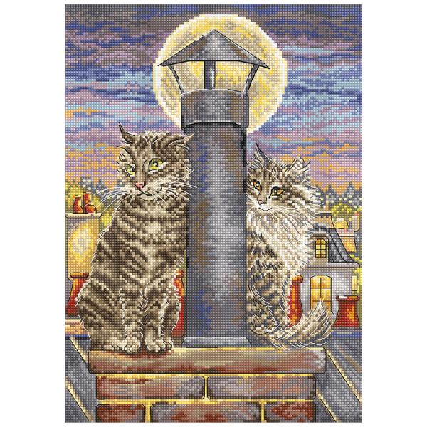 刺繍 LETISTITCH L8066 Romance ロマンス ／ネコ 猫 ねこ 月夜 デート ク...