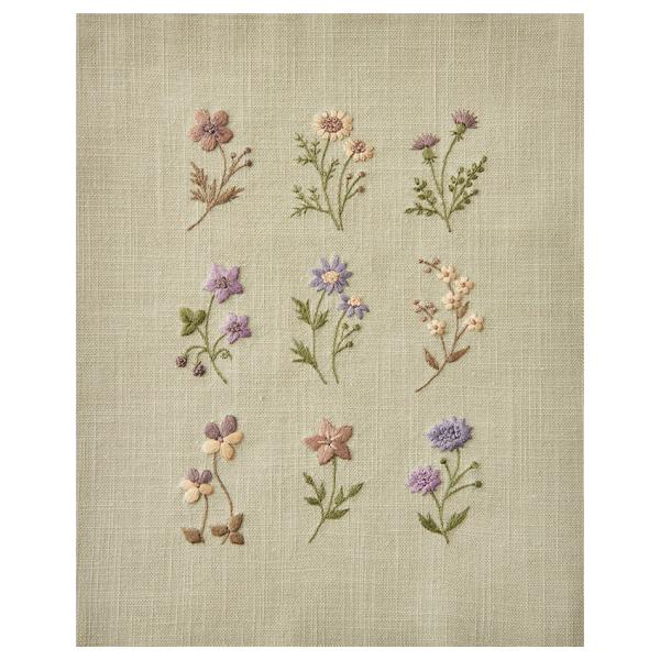 コスモ アトリエ ド ノラ 刺しゅうを楽しむ プリントクロス 小さな花のサンプラー オリーブグリーン...