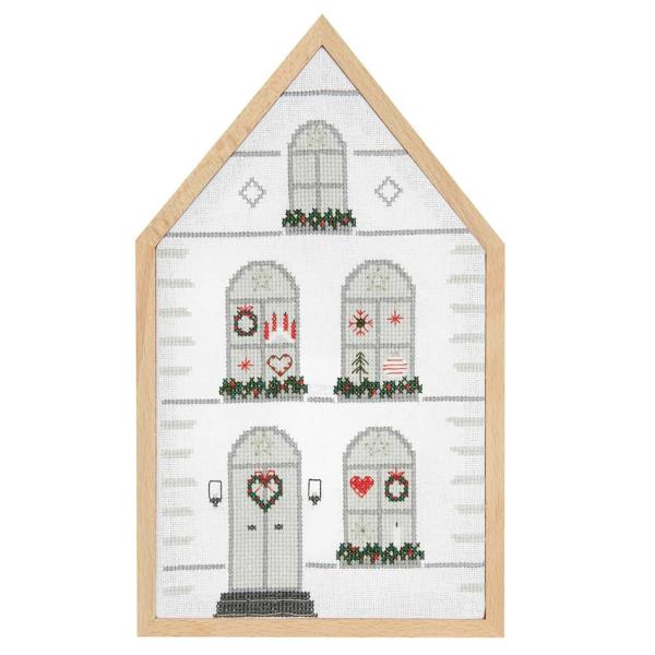輸入刺繍キット RICO クロスステッチのクリスマスハウス 木製フレーム付き 100185 | ハー...