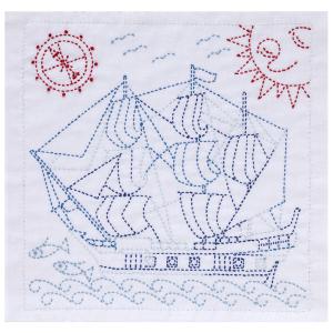 刺繍 キット チューリップ 刺し子 花ふきん SASHIKO WORLD Spain ガレオン船 KSW-035 | 刺繍 キット チューリップ 刺し子 花ふきん 世界 tulip